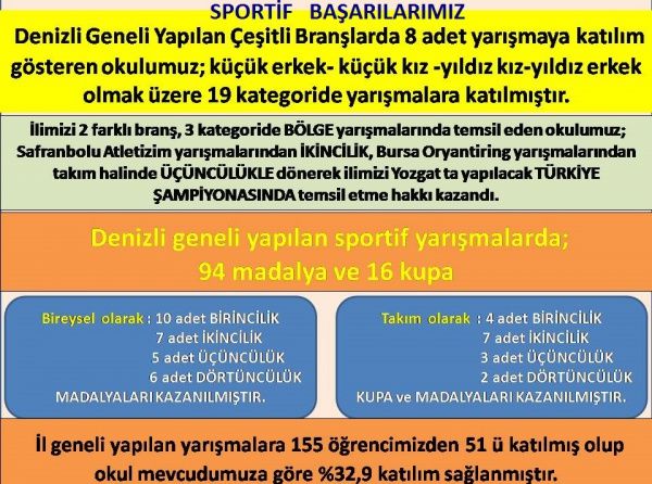 Okulumuzun İl Geneli Sportif Başarıları