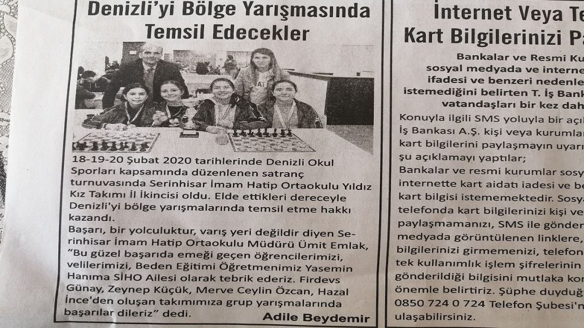 Satranç Takımımızın Başarısı Yerel Basında